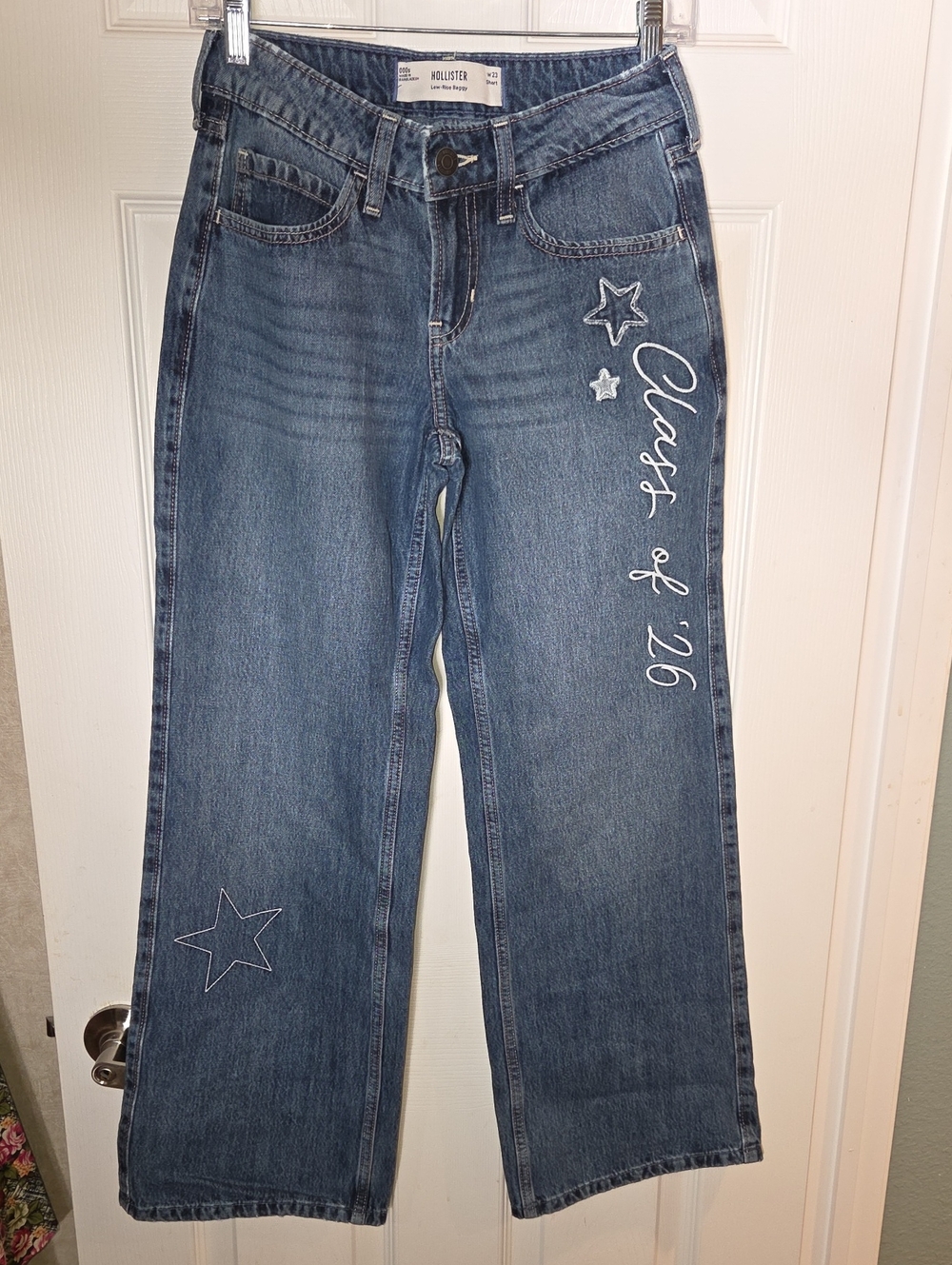 Hollister Embroidered Women’s Jeans 2026 Size 23 Short Low Rise Baggy